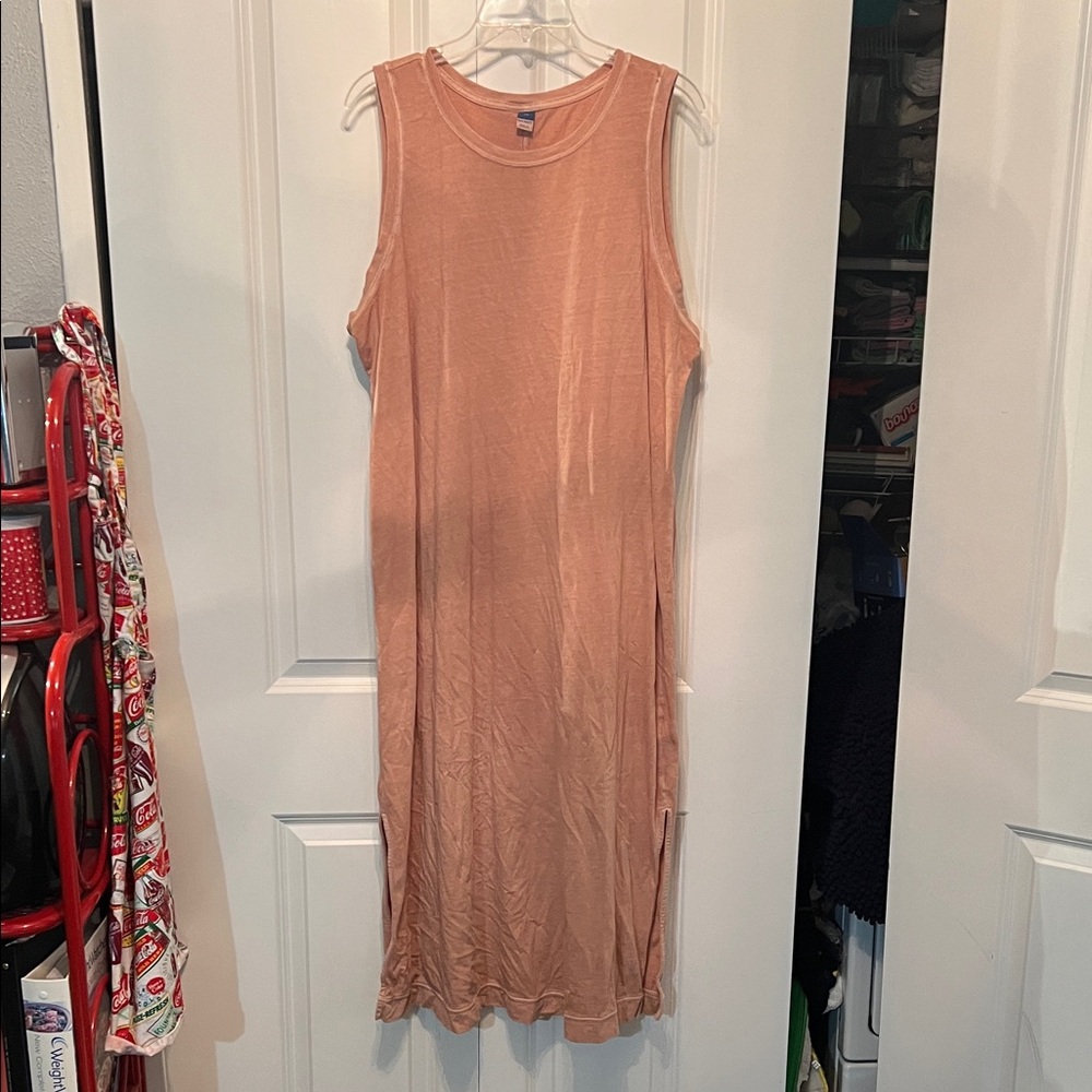 Old Navy Sleeveless Midi Dress in Light Brown Orange color